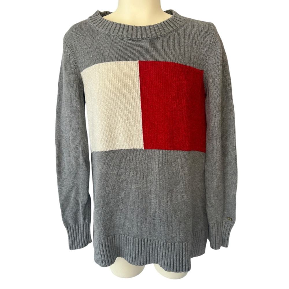 Women's Tommy Hilfiger Sweater, Gray, XL, Red
